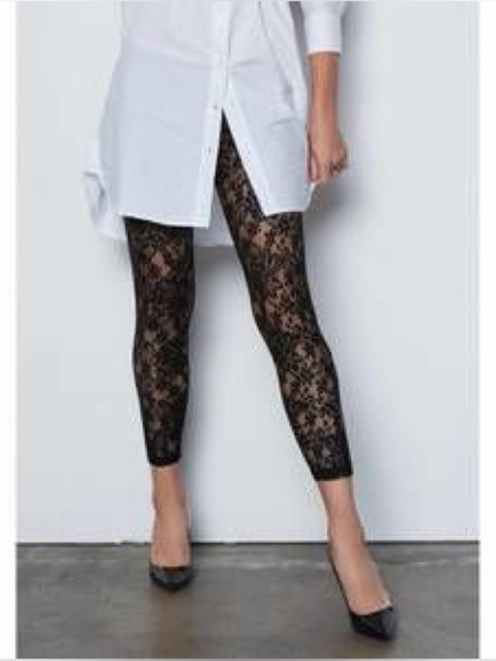 Tart Collections Black Floral Lace Cropped Leggings